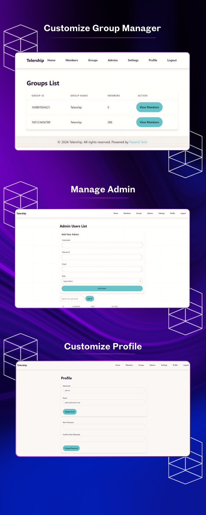 2 Pasand Tech Telership Telegram PaidFree Membership Management Telegram Members Management
